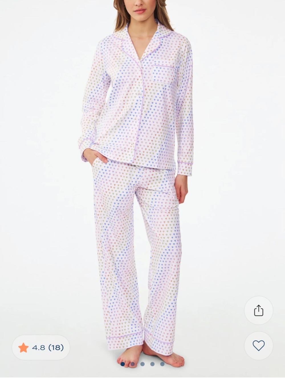 Disco Hearts Long Sleeve Polo Pajamas Size S
